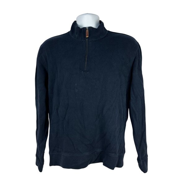 Lands End Mens Navy Blue Half Zip Pullover Sweater Tailored Fit Size M - Picture 1 of 7